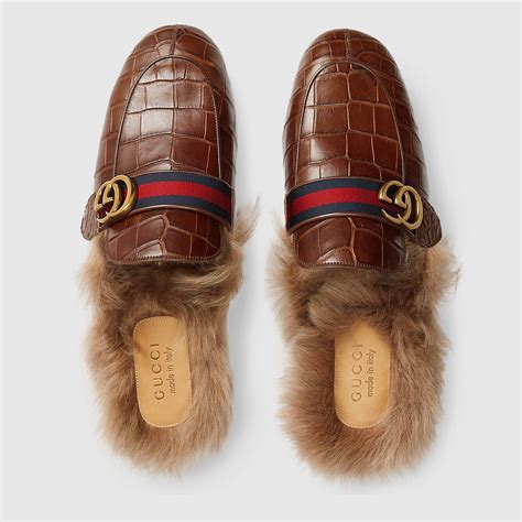 gucci shoe slippers|Gucci crocodile slippers.